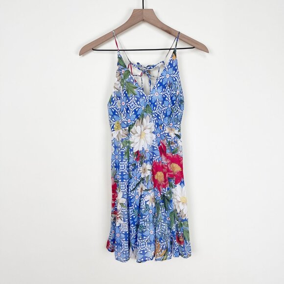 Farm Rio Anthropologie Mini Dress Sun Summer Floral Print Casual Sundress Flowy - Picture 8 of 8